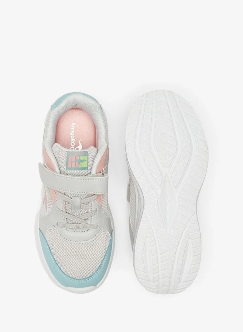 kangaROOS Girls' Colourblock Sports Shoes with Hook and Loop Closure